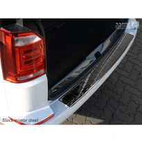 Black Mirror Protector Paragolpes Trasero Acero Inox Volkswagen Transporter T6 2015- (With Rear Hatch)   &#039;Ribs&#039;